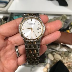 Whittnauer Silver and Gold diamond studded watch